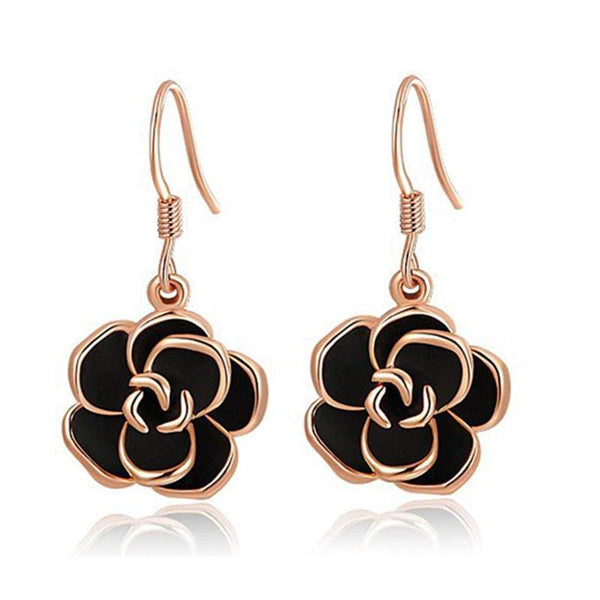 Veile Studios Women Black Rose Dangle Earrings