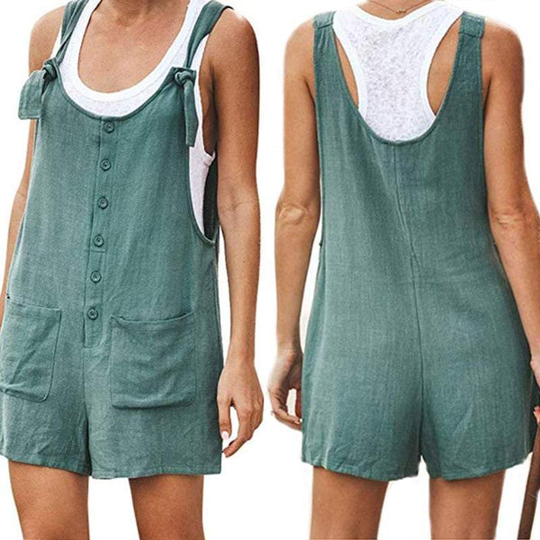 Women's Boho Clothing Casual Loose Jumpsuits Fashion Playsuit Tie Strap Pockets Jumpsuits Rompers & Playsuits