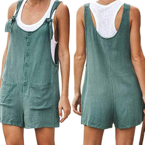Women's Boho Clothing Casual Loose Jumpsuits Fashion Playsuit Tie Strap Pockets