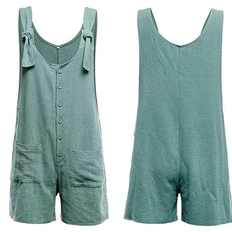 Women's Boho Clothing Casual Loose Jumpsuits Fashion Playsuit Tie Strap Pockets Jumpsuits Rompers & Playsuits