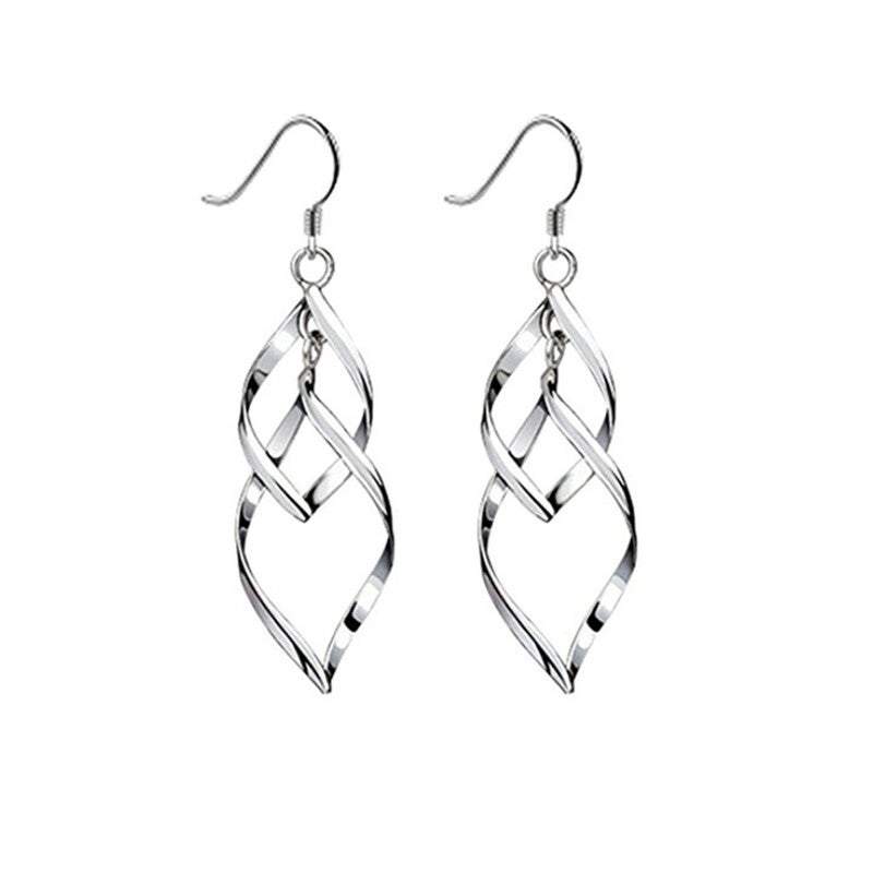 Veile Studios Women Classic Double Linear Loops Design Twist Wave Earrings