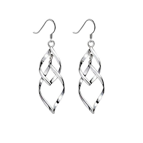 Earrings Women Classic Double Linear Loops Design Twist Wave