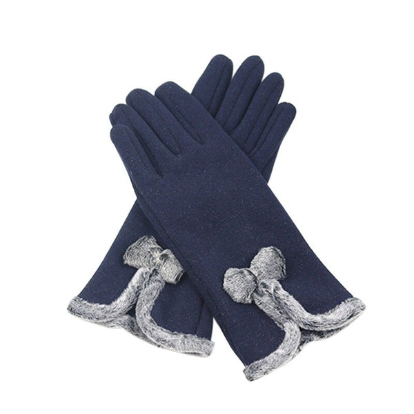 Women Fall Winter Warm Keeping Screen Touching Gloves Navy Blue Gloves & Mittens