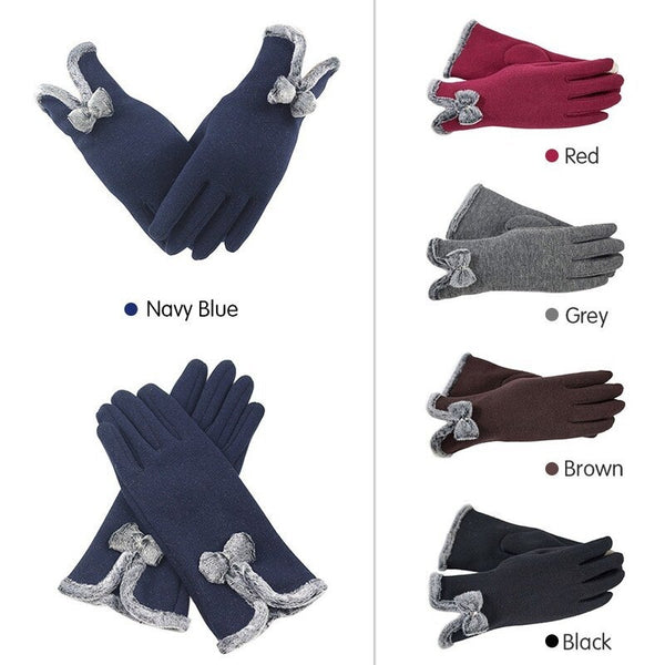 Women Fall Winter Warm Keeping Screen Touching Gloves Navy Blue