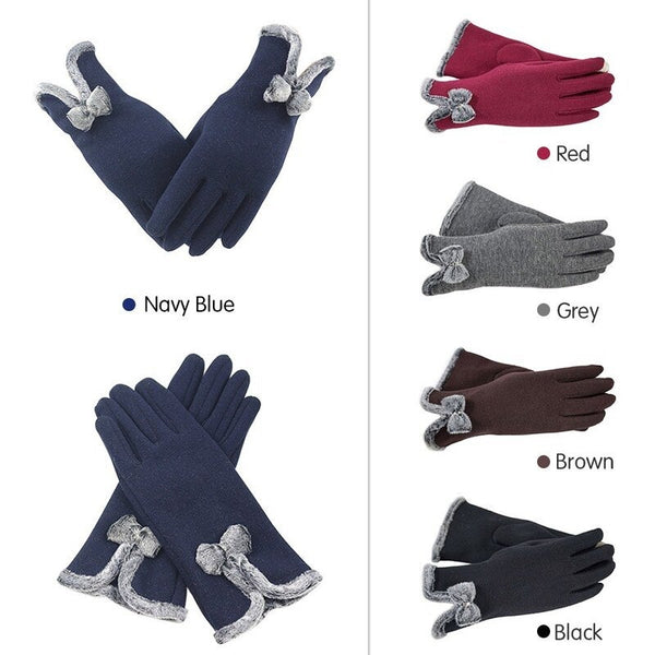 Women Fall Winter Warm Keeping Screen Touching Gloves Navy Blue Gloves & Mittens