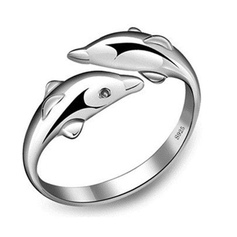 Rings Women Lovely Dolphin Adjustable Finger Opening