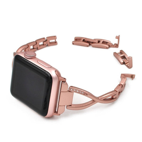 Veile Studios 42Mm Diamond Inserted Strap Bracelet Stainless Steel Watch Band For Apple Wristwatch Bands