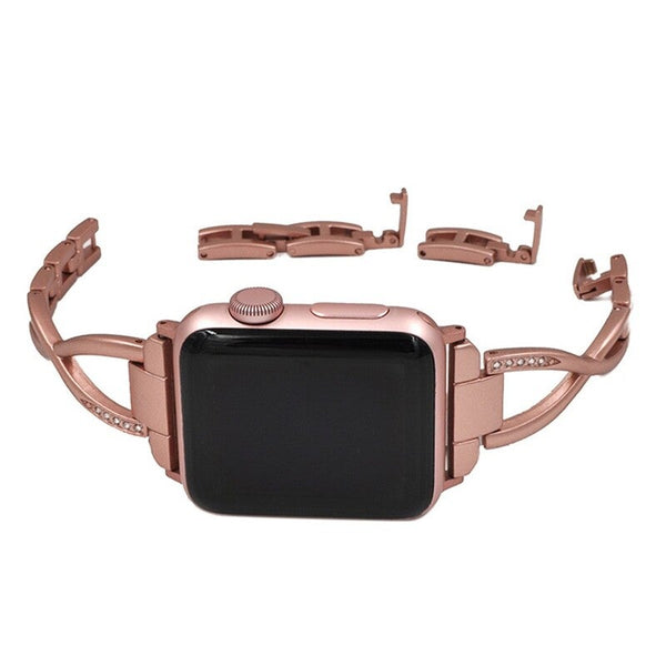 Veile Studios 42Mm Diamond Inserted Strap Bracelet Stainless Steel Watch Band For Apple Wristwatch Bands