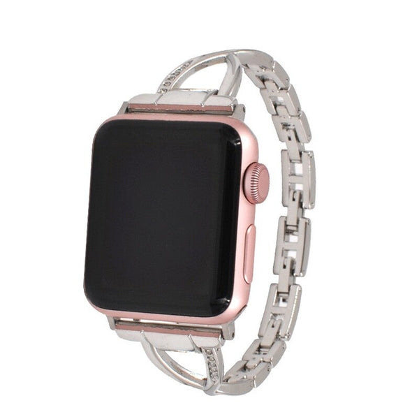 Veile Studios 42Mm Diamond Inserted Strap Bracelet Stainless Steel Watch Band For Apple Wristwatch Bands