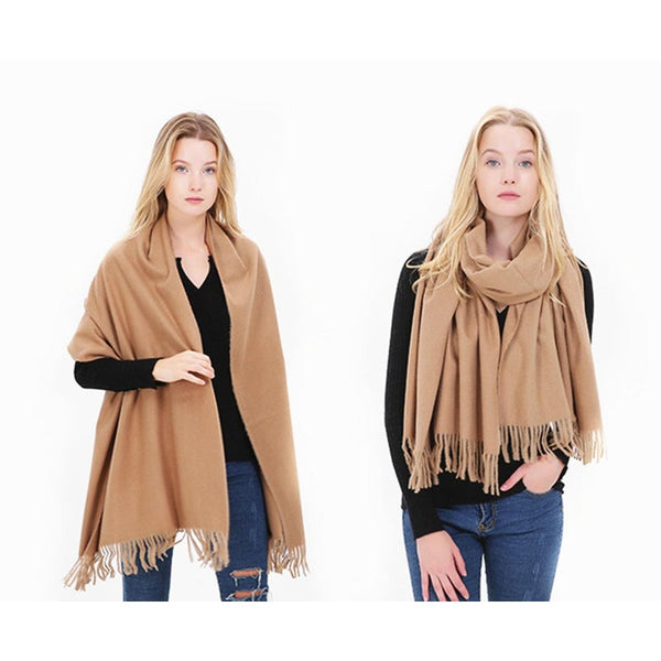 Women's Scarf Winter Warm Long Thickened Pure Shawl Camel
