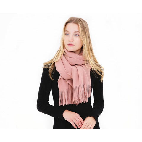Women's Scarf Winter Warm Long Thickened Pure Shawl Pink