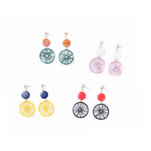 Veile Studios Women's Simple Fashion Dreamcatcher Wood Red Earrings
