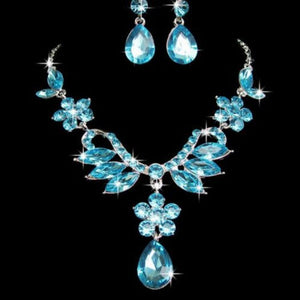 Women's Wedding Jewelry Sets Necklace Earrings Sky Blue