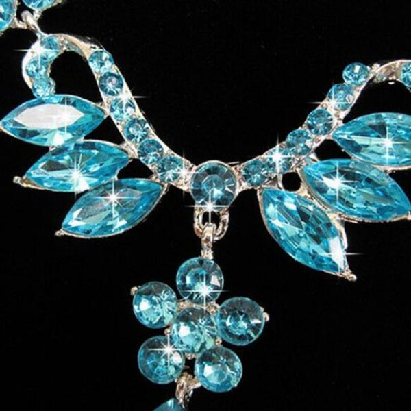 Veile Studios Women's Wedding Jewelry Sets Necklace Earrings Sky Blue Jewellery Sets