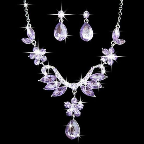 Veile Studios Women's Wedding Jewelry Sets Necklace Earrings Sky Blue Jewellery Sets