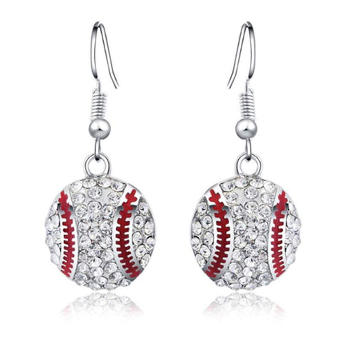 Earrings Women Shiny Crystal Rhinestone Baseball Dangle