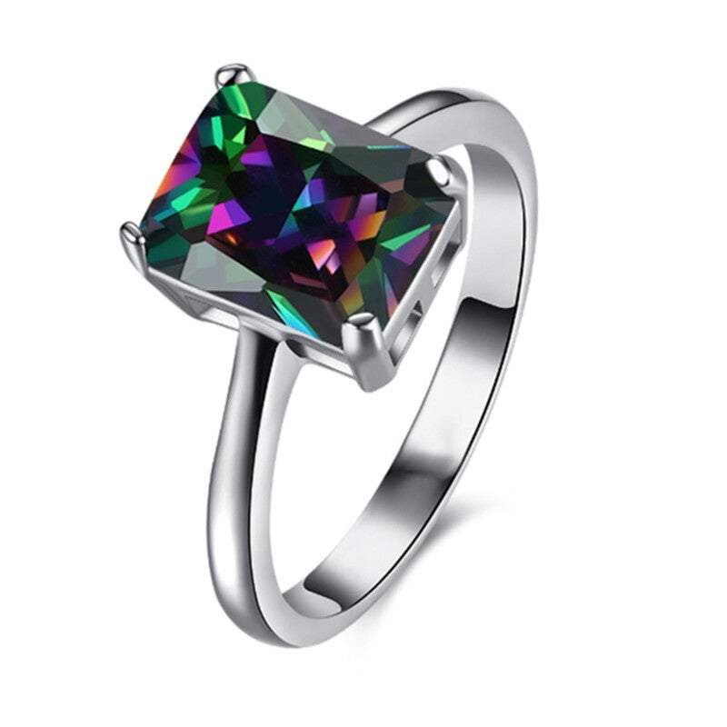 Veile Studios Women Square Lab Platinum Plated Cubic Zirconia Rings