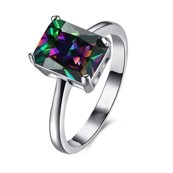 Veile Studios Women Square Lab Platinum Plated Cubic Zirconia Rings