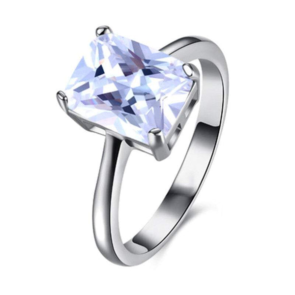 Veile Studios Women Square Lab Platinum Plated Cubic Zirconia Rings