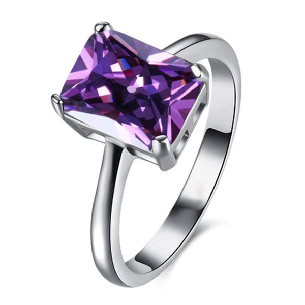 Veile Studios Women Square Lab Platinum Plated Cubic Zirconia Rings