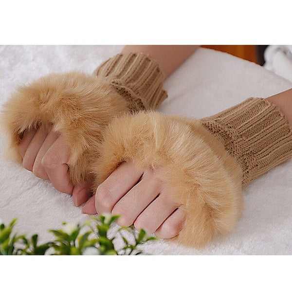 Women Winter Elegant Mitten Gloves Camel