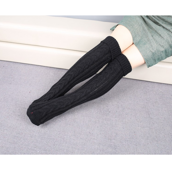 Women Knitted Knee High Socks Leg Warmers