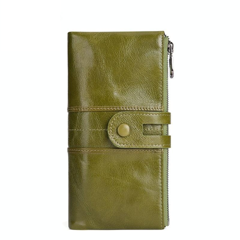 Women Leather Rfid Wallet Sleek & Secure Green Wallets