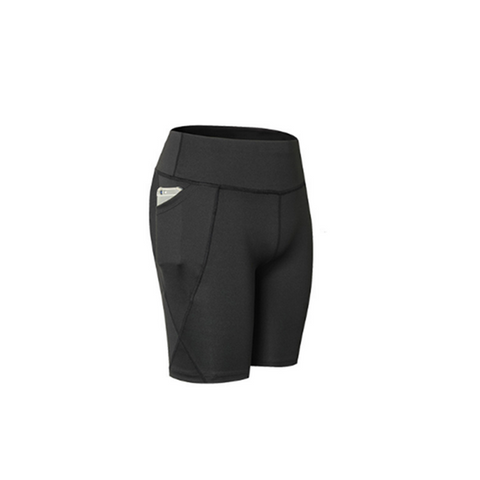 Women Performance Athletic Compression Shorts With Side Pocket Black