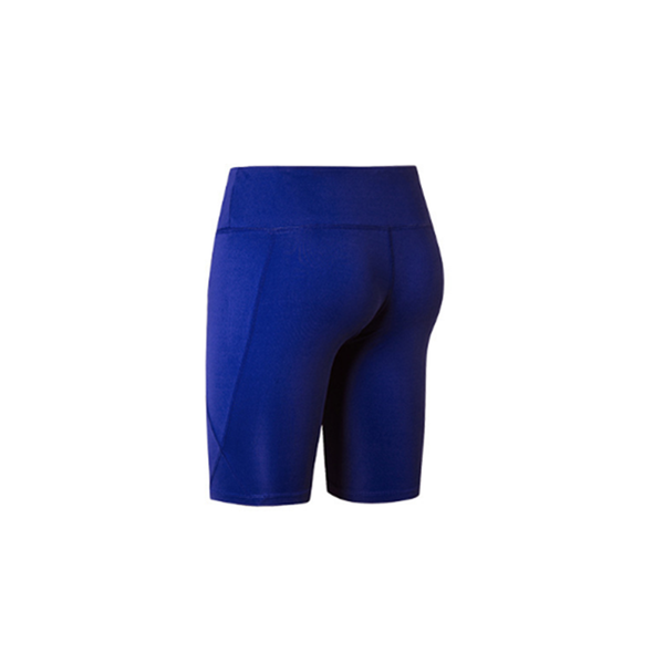 Women Performance Athletic Compression Shorts With Side Pocket Blue Activewear Shorts