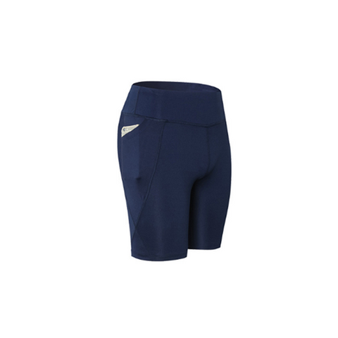 Women Performance Athletic Compression Shorts With Side Pocket Navy