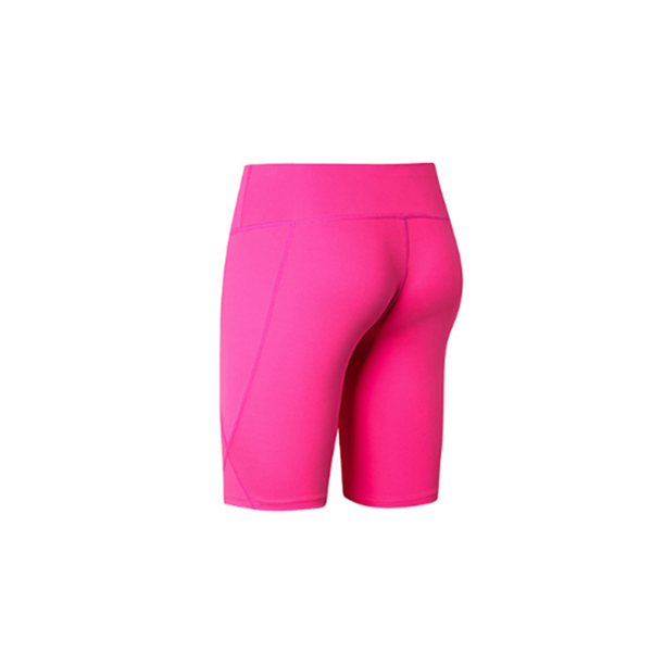 Women Performance Athletic Compression Shorts With Side Pocket Rose Red
