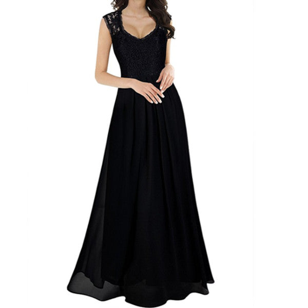 Women's Casual Deep V Neck Sleeveless Wedding Maxi Dress Wedding Dresses