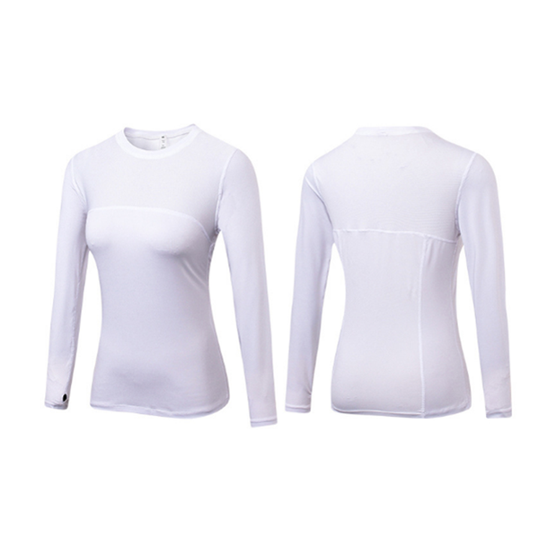 Activewear Tops Women's Compression Tops Long Sleeve Moisture Wicking Workout Shirt White