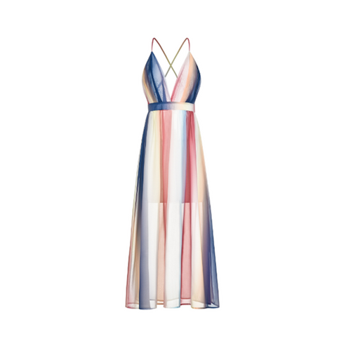 Women's Deep V Neck Backless Print Casual Party Maxi Long Dress Dresses