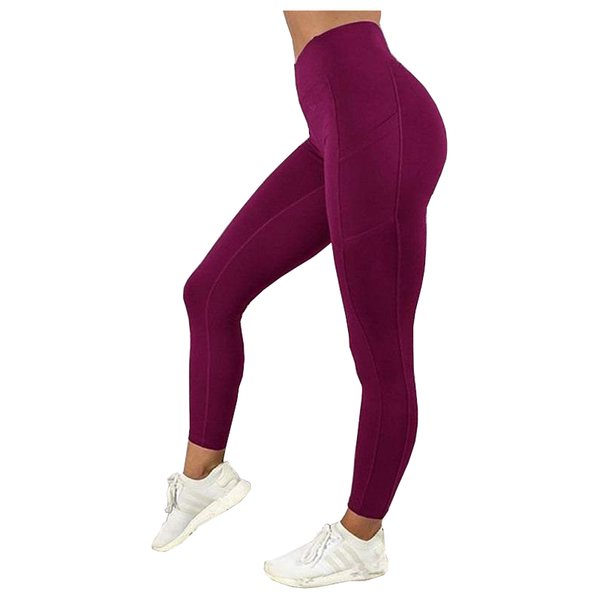 Women's Gym Tights Leggings High Waist With Side Pocket Yoga Fitness Slim Pants