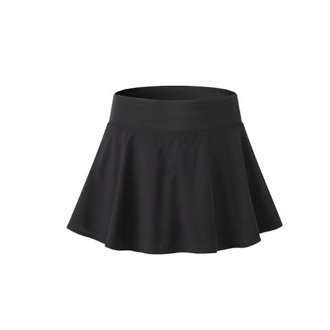 Women's Pleated Elastic Quick Drying Tennis Skirt With Shorts Running Skort Black