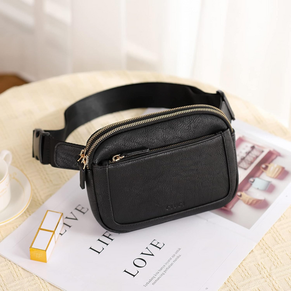 Women's Pu Leather Belt Bag Crossbody Waist Travel Shoulder Bags Black Women's Bags & Handbags