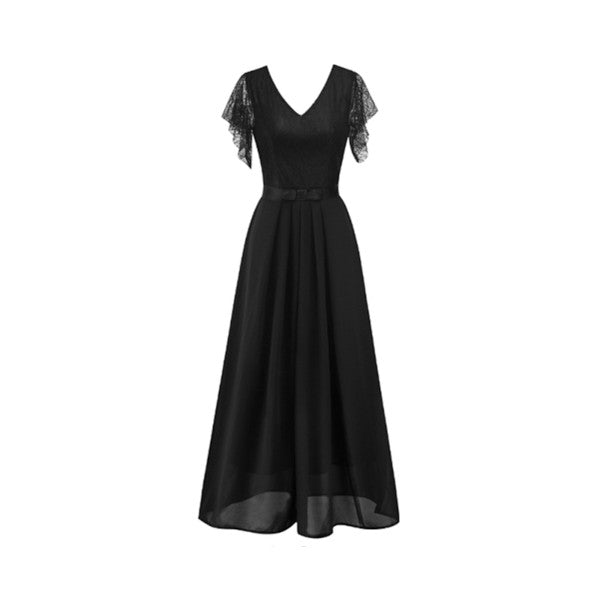 Women's Short Sleeve V Neck Long Evening Dress Dresses