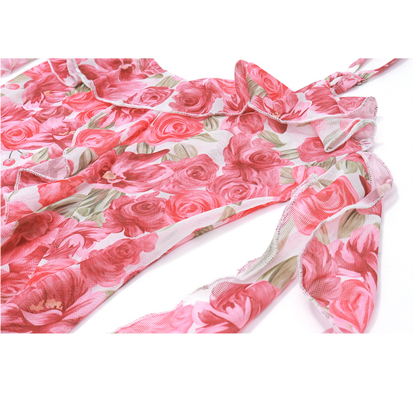 Dresses Womens Sweet Pastoral Floral Ruffled Dress Suspender Charming Feminine