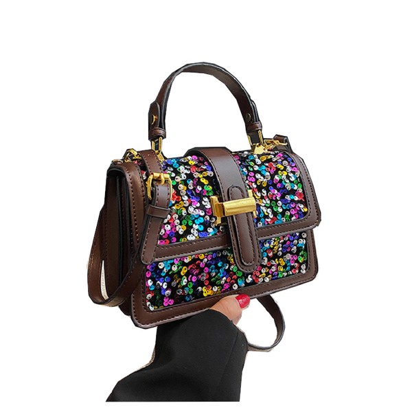 Womens Fashion Casual Sequin Shoulder Bag Pu Synthetic Leather Black Green Red Women's Bags & Handbags