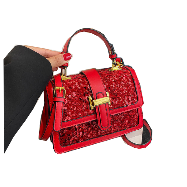 Womens Fashion Casual Sequin Shoulder Bag Pu Synthetic Leather Black Green Red Women's Bags & Handbags