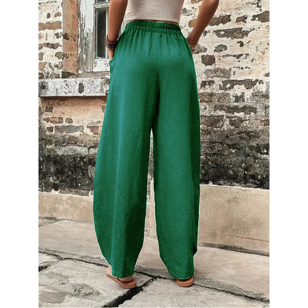 Women's Harem Pants With Pockets High Waisted Casual Beach Loose Trousers Summer