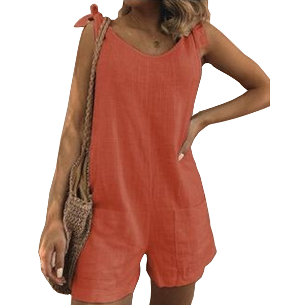 Women's Solid Color Cotton Linen Patch Pocket Loose Jumpsuit For Casual Wear Jumpsuits Rompers & Playsuits