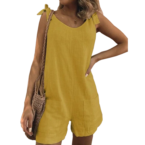 Women's Solid Color Cotton Linen Patch Pocket Loose Jumpsuit For Casual Wear Jumpsuits Rompers & Playsuits