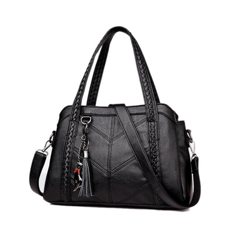 Women Elegant Soft Pu Handbag Shoulder Bag Crossbody Bags Black