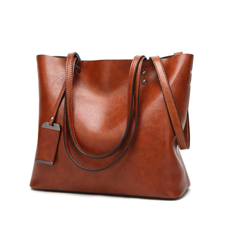 Women Oil Leather Tote Handbags Capacity Shopping Crossbody Bag Women's Bags & Handbags