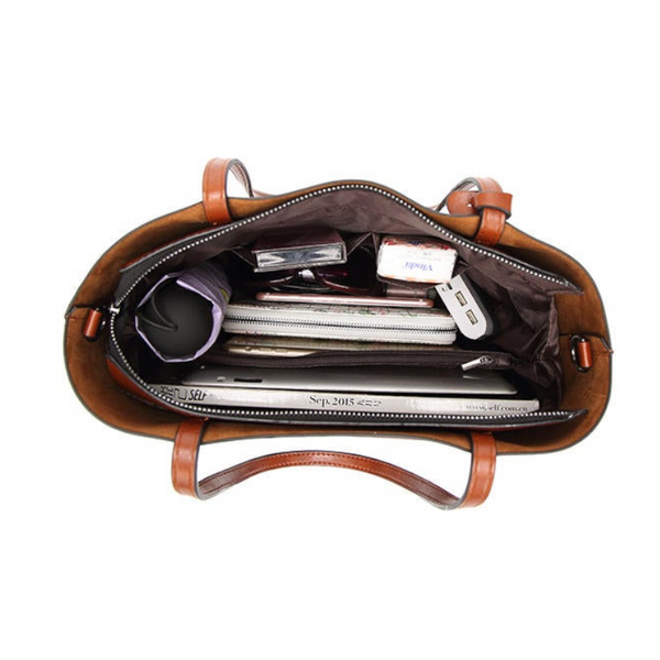 Women Oil Leather Tote Handbags Capacity Shopping Crossbody Bag Women's Bags & Handbags