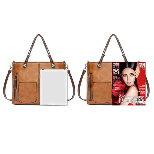 Women Vintage Pu Leather Minimalist Fashion Handbag Shoulder Crossbody Bag