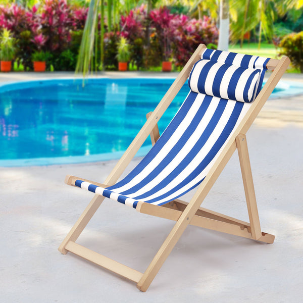 Gardeon Outdoor Furniture Sun Lounge Beach Chairs Deck Folding Wooden Patio