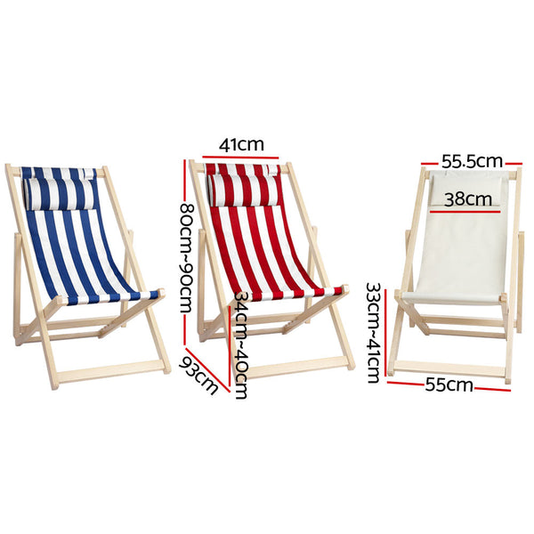 Gardeon Outdoor Furniture Sun Lounge Wooden Beach Chairs Deck Folding Patio